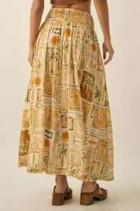 Pure Paradise Tropical-Print Button Maxi Skirt - ShopPromesa