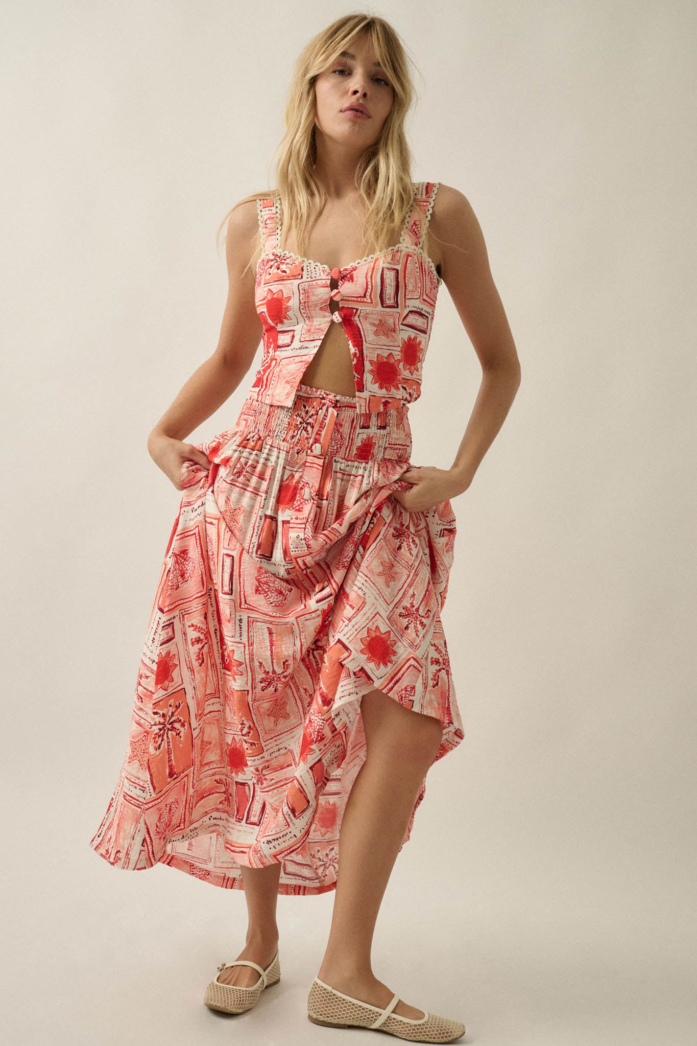 Pure Paradise Tropical-Print Button Maxi Skirt - ShopPromesa