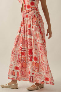 Pure Paradise Tropical-Print Button Maxi Skirt - ShopPromesa