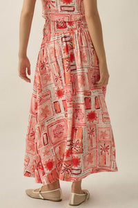 Pure Paradise Tropical-Print Button Maxi Skirt - ShopPromesa