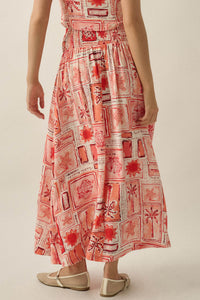 Pure Paradise Tropical-Print Button Maxi Skirt - ShopPromesa