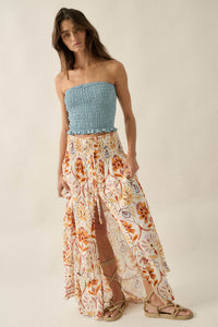 Exotic Garden Medallion-Print Button-Front Maxi Skirt - ShopPromesa