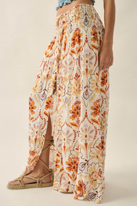Exotic Garden Medallion-Print Button-Front Maxi Skirt - ShopPromesa