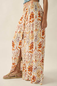Exotic Garden Medallion-Print Button-Front Maxi Skirt - ShopPromesa