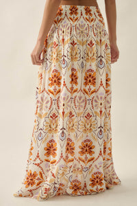 Exotic Garden Medallion-Print Button-Front Maxi Skirt - ShopPromesa