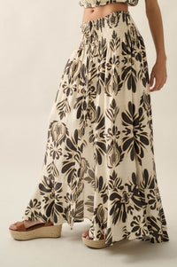 Grand Design Ornate-Print Button-Front Maxi Skirt - ShopPromesa