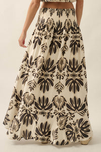 Grand Design Ornate-Print Button-Front Maxi Skirt - ShopPromesa