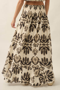 Grand Design Ornate-Print Button-Front Maxi Skirt - ShopPromesa