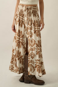 Grand Design Ornate-Print Button-Front Maxi Skirt - ShopPromesa