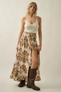Grand Design Ornate-Print Button-Front Maxi Skirt - ShopPromesa