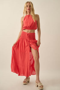 Free As Can Be Cotton Gauze Button-Front Maxi Skirt - ShopPromesa
