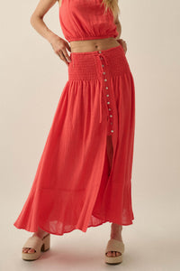 Free As Can Be Cotton Gauze Button-Front Maxi Skirt - ShopPromesa