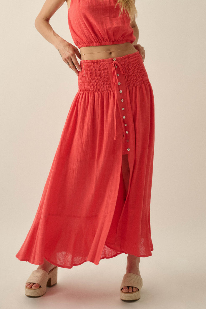 Free As Can Be Cotton Gauze Button-Front Maxi Skirt - ShopPromesa