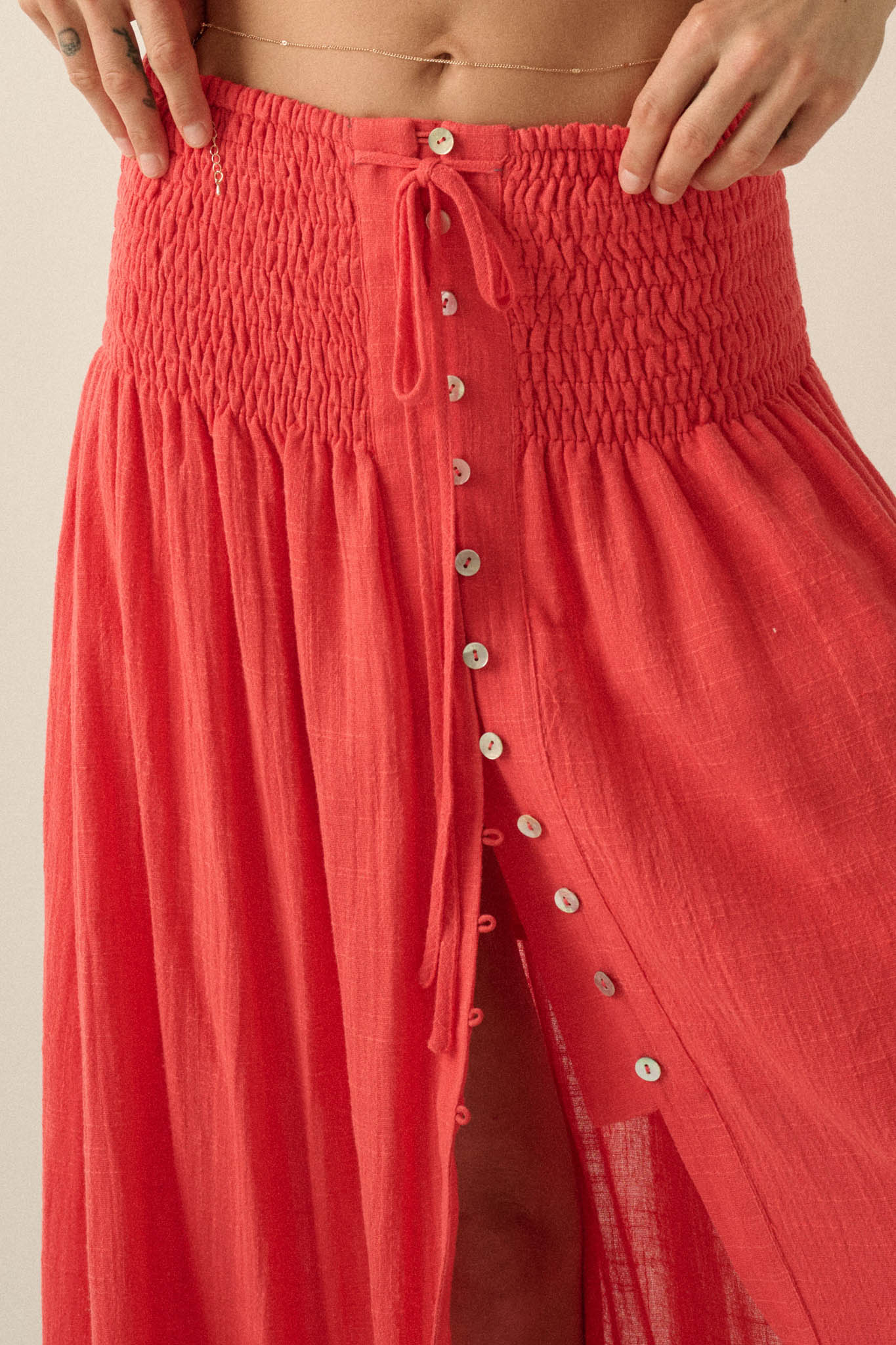 Free As Can Be Cotton Gauze Button-Front Maxi Skirt - ShopPromesa
