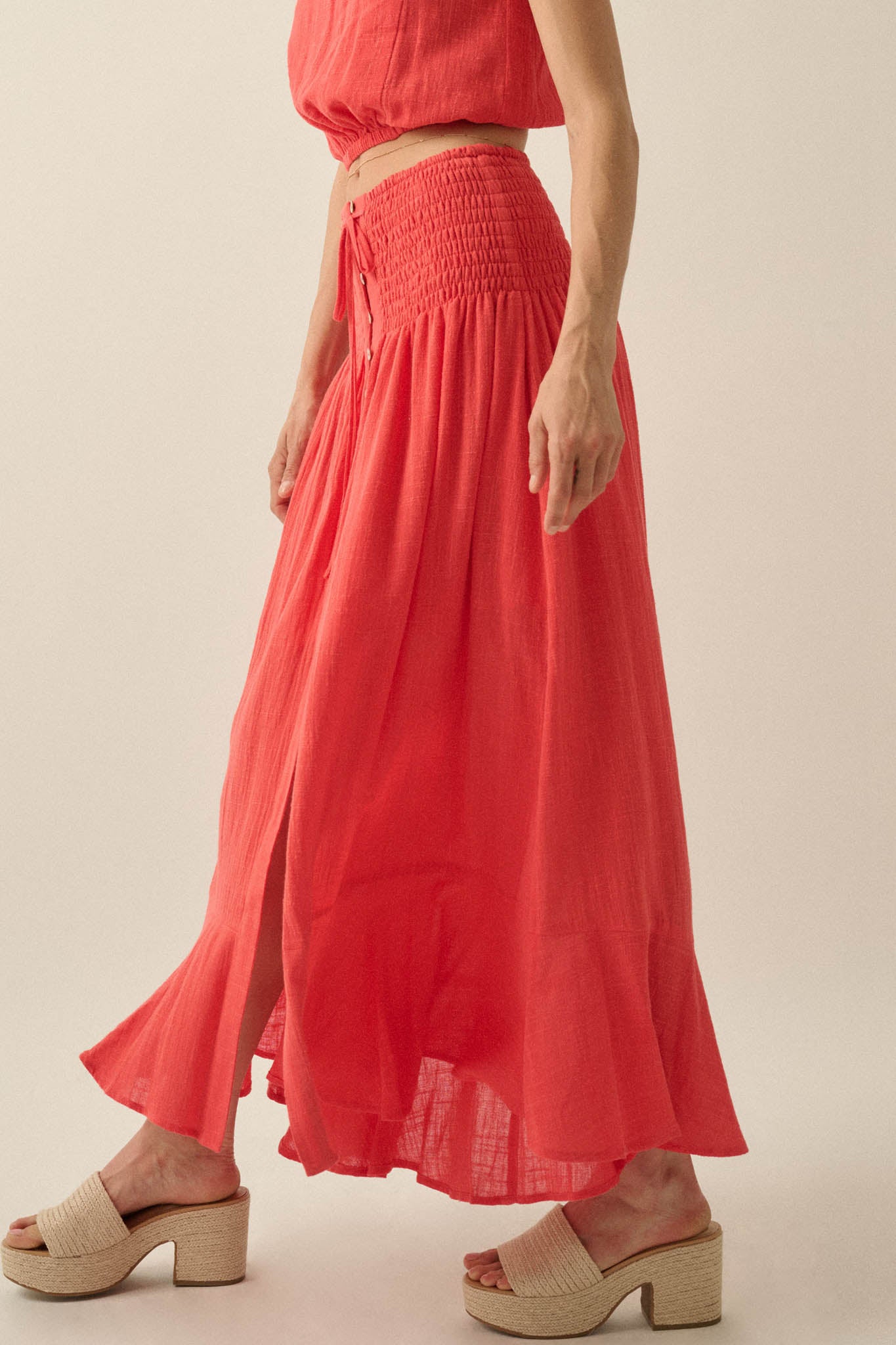 Free As Can Be Cotton Gauze Button-Front Maxi Skirt - ShopPromesa