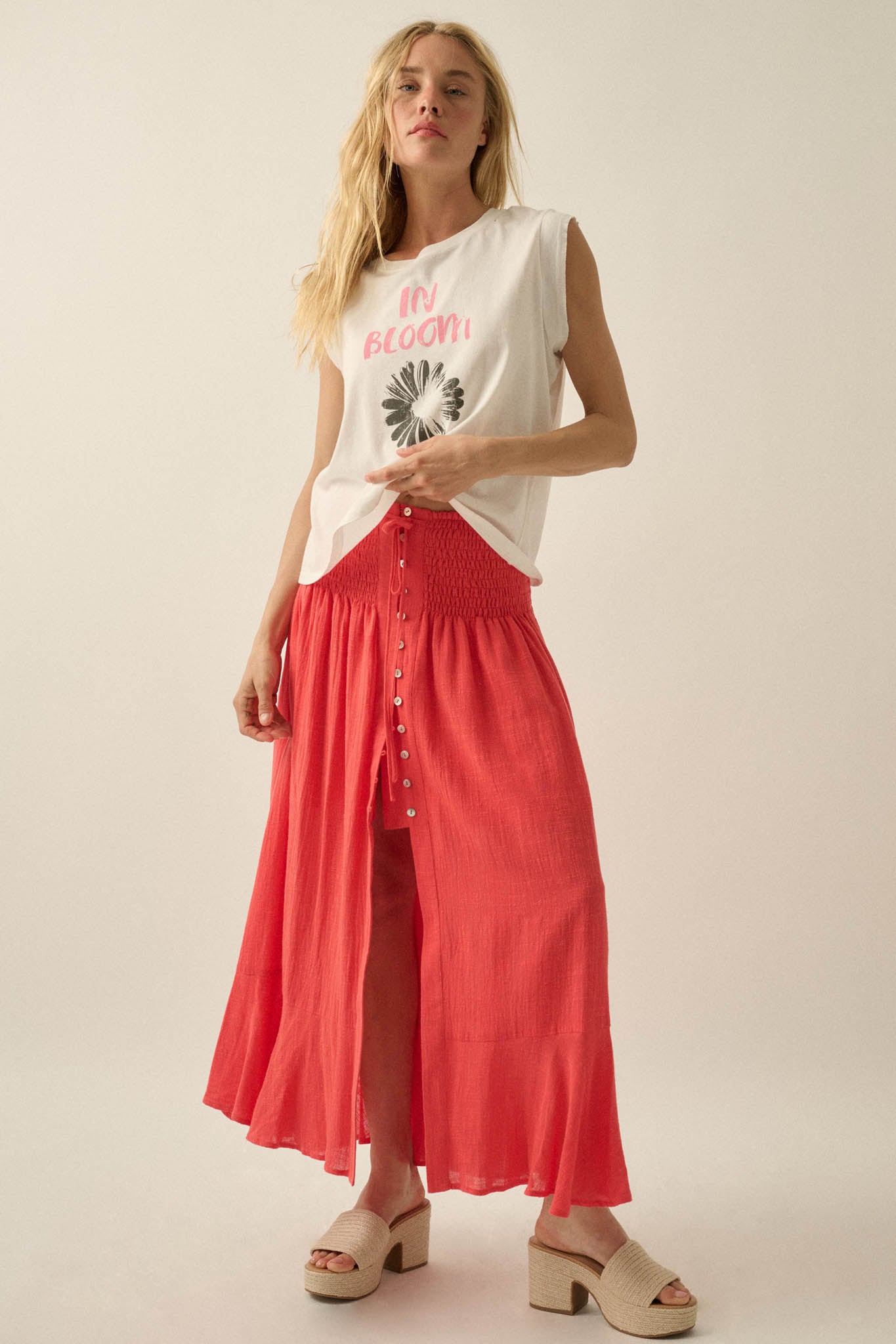 Free As Can Be Cotton Gauze Button-Front Maxi Skirt - ShopPromesa