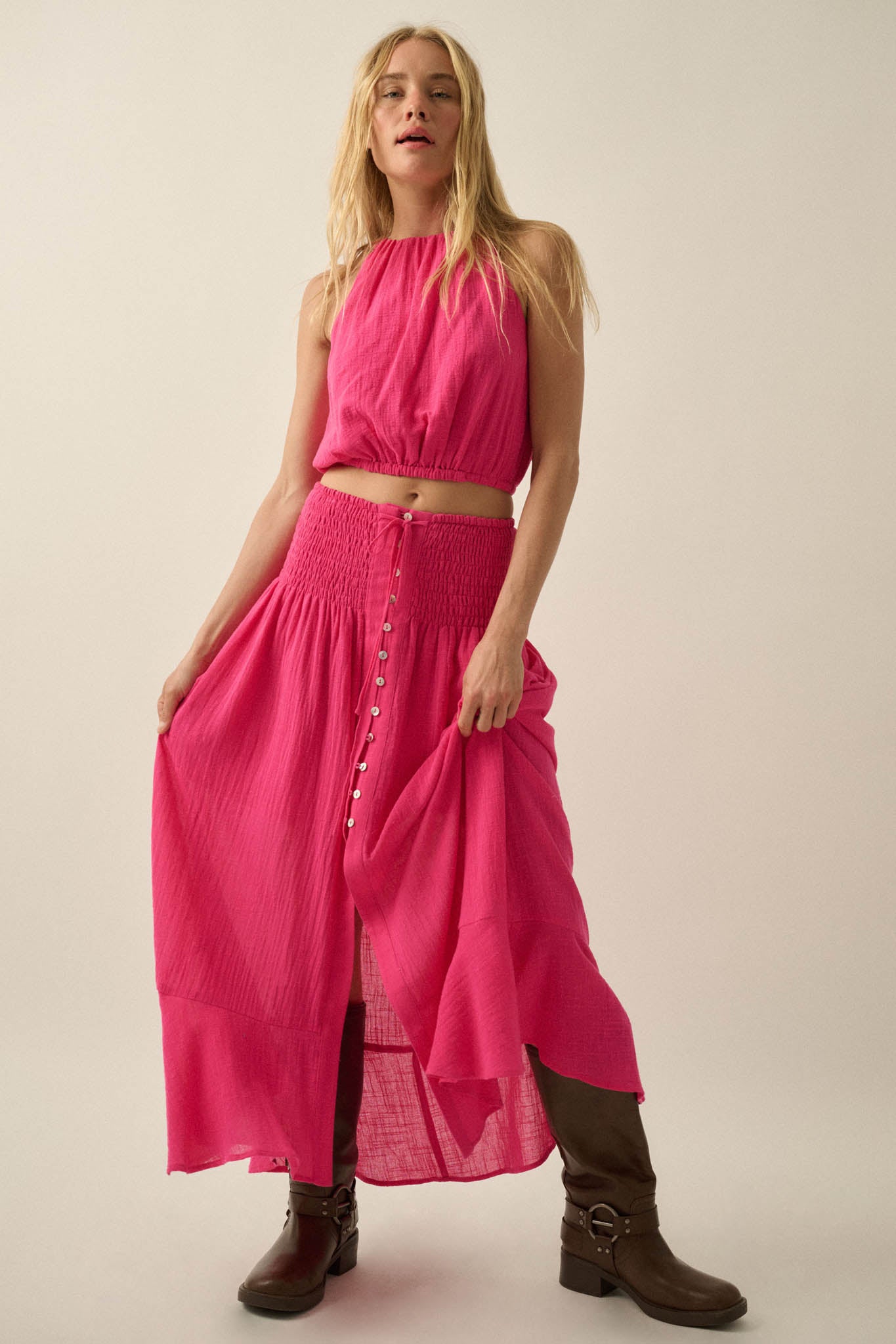 Free As Can Be Cotton Gauze Button-Front Maxi Skirt - ShopPromesa