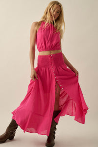 Free As Can Be Cotton Gauze Button-Front Maxi Skirt - ShopPromesa