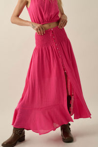 Free As Can Be Cotton Gauze Button-Front Maxi Skirt - ShopPromesa
