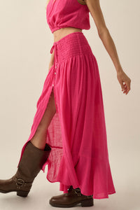 Free As Can Be Cotton Gauze Button-Front Maxi Skirt - ShopPromesa