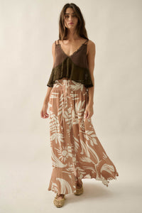 Hawaiian Holiday Tropical-Print Button Maxi Skirt - ShopPromesa
