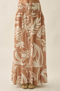 Hawaiian Holiday Tropical-Print Button Maxi Skirt - ShopPromesa