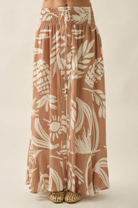 Hawaiian Holiday Tropical-Print Button Maxi Skirt - ShopPromesa