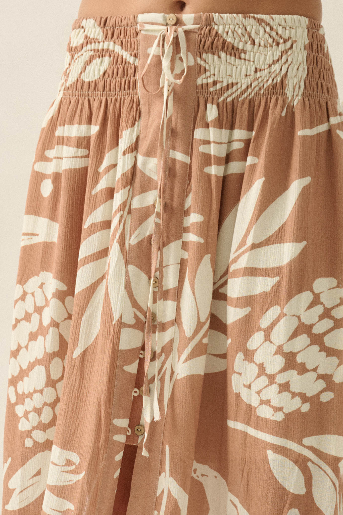 Hawaiian Holiday Tropical-Print Button Maxi Skirt - ShopPromesa