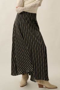 Dans la Lune Moon-Print Satin A-Line Maxi Skirt - ShopPromesa