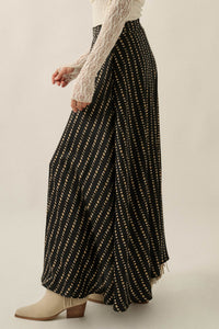 Dans la Lune Moon-Print Satin A-Line Maxi Skirt - ShopPromesa