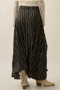 Dans la Lune Moon-Print Satin A-Line Maxi Skirt - ShopPromesa