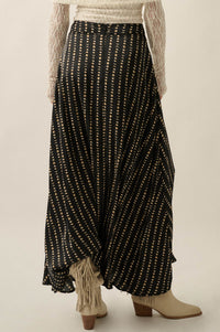 Dans la Lune Moon-Print Satin A-Line Maxi Skirt - ShopPromesa