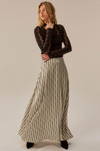 Dans la Lune Moon-Print Satin A-Line Maxi Skirt - ShopPromesa