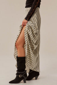 Dans la Lune Moon-Print Satin A-Line Maxi Skirt - ShopPromesa