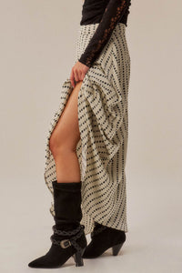 Dans la Lune Moon-Print Satin A-Line Maxi Skirt - ShopPromesa