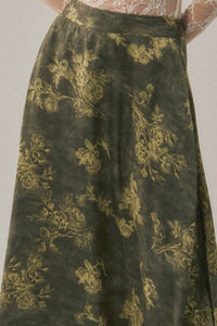 Jade Bouquet Floral Satin A-Line Maxi Skirt - ShopPromesa