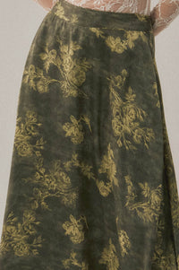 Jade Bouquet Floral Satin A-Line Maxi Skirt - ShopPromesa