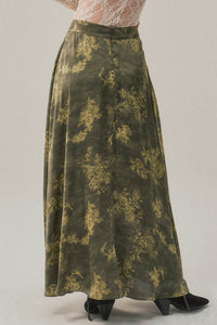 Jade Bouquet Floral Satin A-Line Maxi Skirt - ShopPromesa