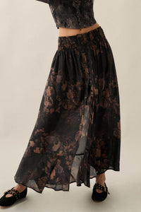 After the Rain Floral Chiffon Button-Up Maxi Skirt - ShopPromesa