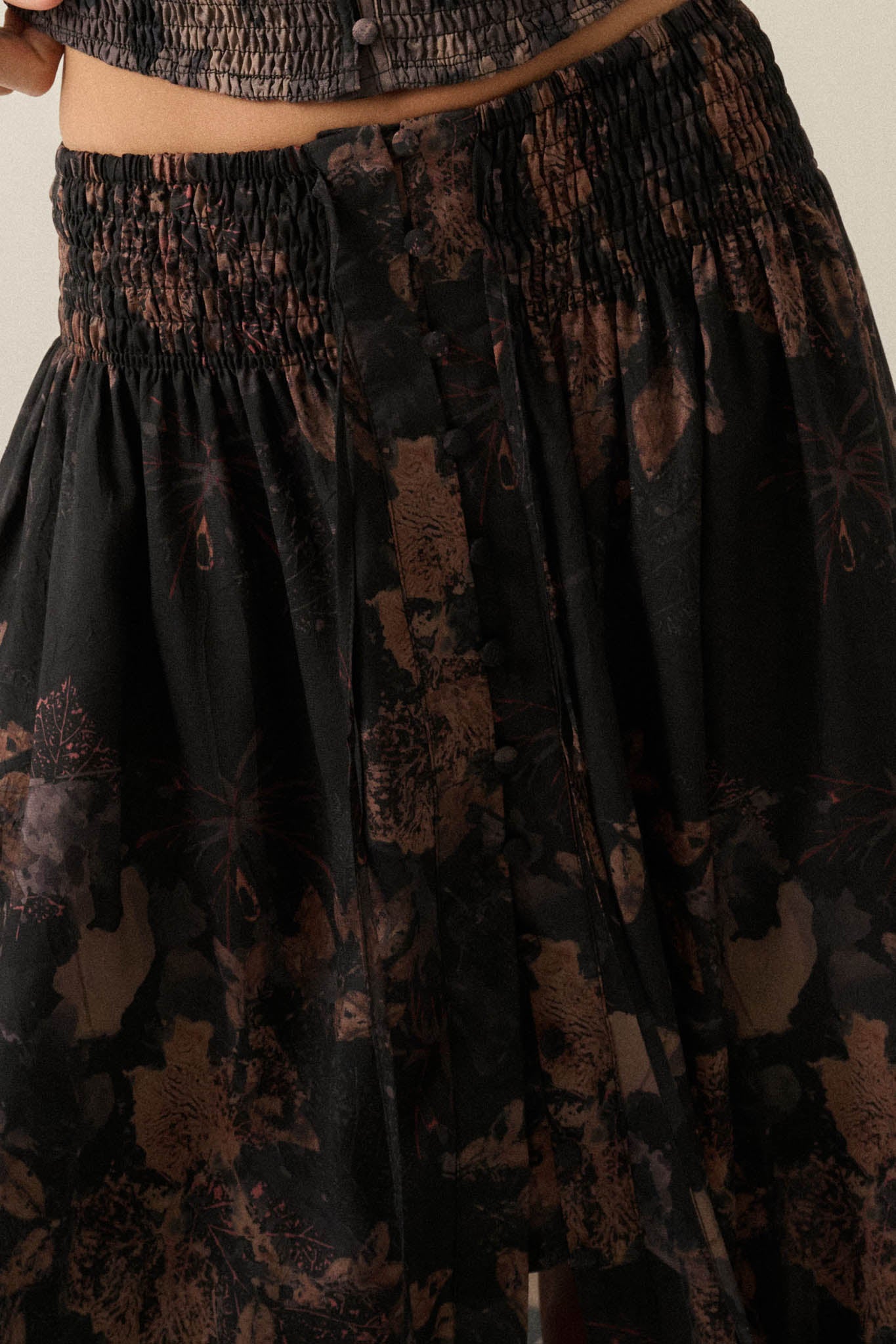 After the Rain Floral Chiffon Button-Up Maxi Skirt - ShopPromesa