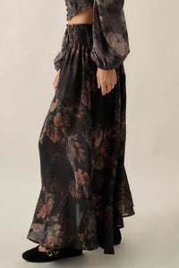 After the Rain Floral Chiffon Button-Up Maxi Skirt - ShopPromesa