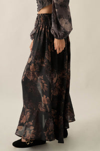 After the Rain Floral Chiffon Button-Up Maxi Skirt - ShopPromesa