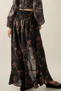 After the Rain Floral Chiffon Button-Up Maxi Skirt - ShopPromesa