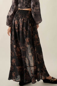 After the Rain Floral Chiffon Button-Up Maxi Skirt - ShopPromesa