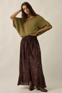 After the Rain Floral Chiffon Button-Up Maxi Skirt - ShopPromesa