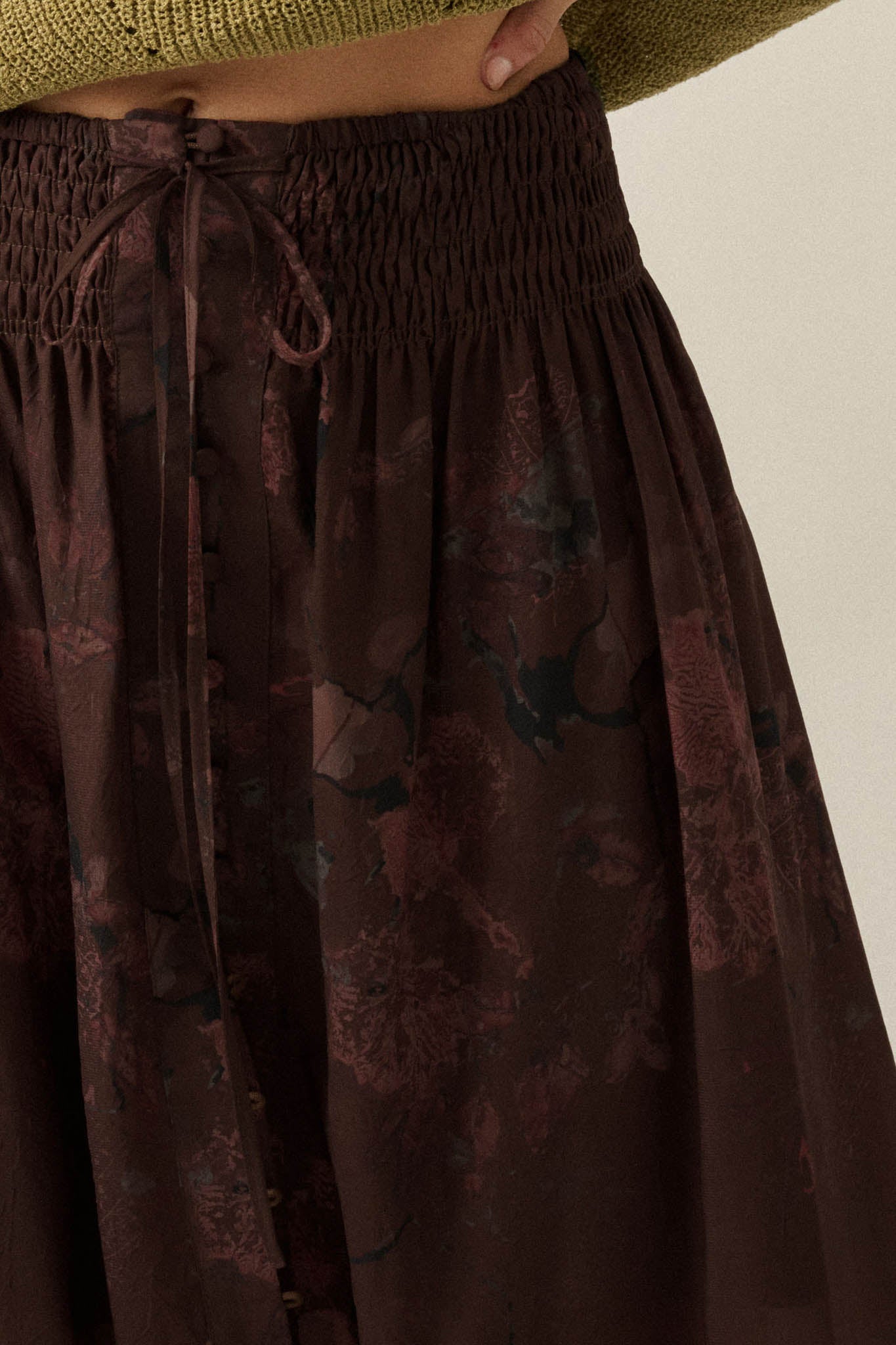 After the Rain Floral Chiffon Button-Up Maxi Skirt - ShopPromesa