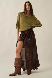 After the Rain Floral Chiffon Button-Up Maxi Skirt - ShopPromesa