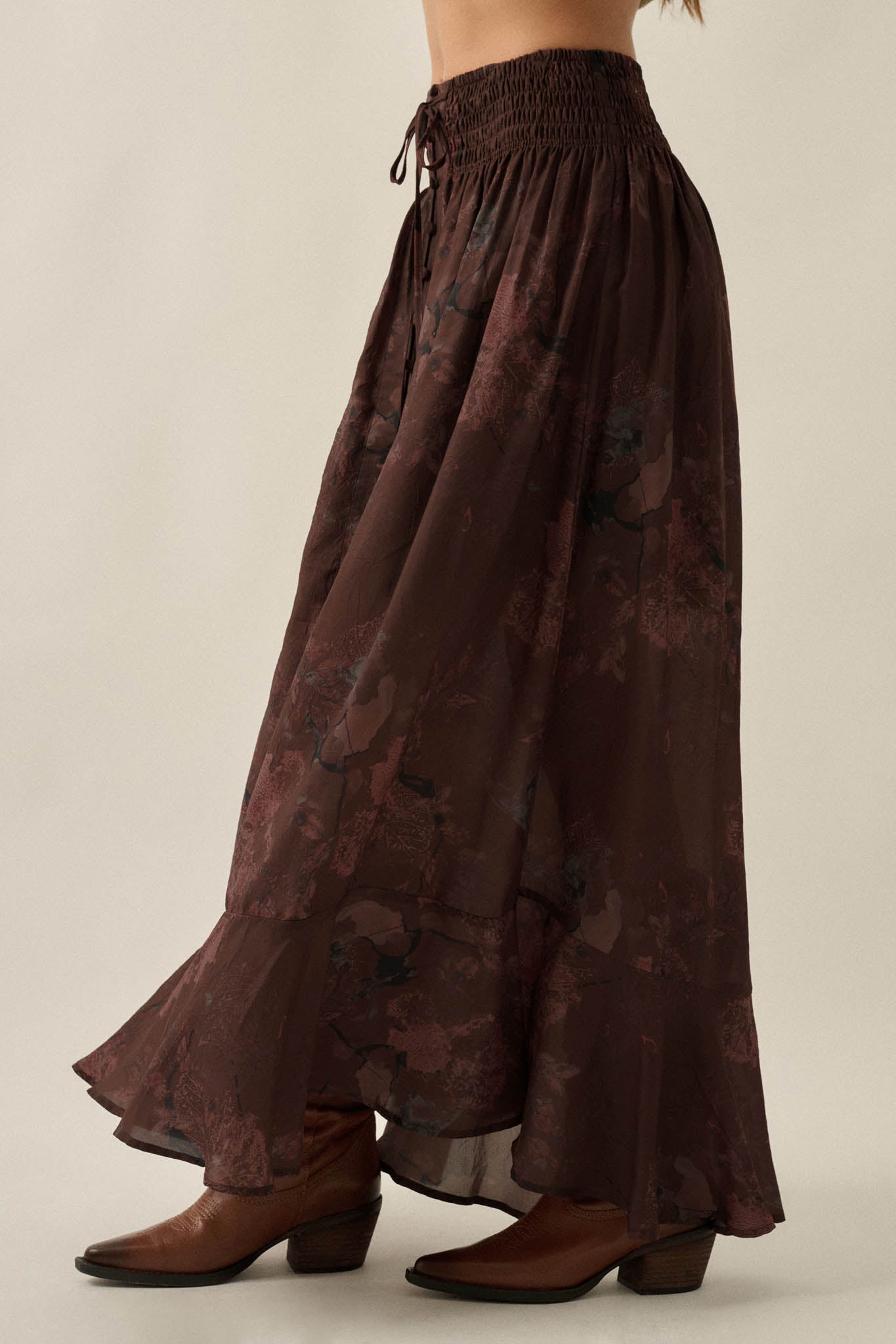 After the Rain Floral Chiffon Button-Up Maxi Skirt - ShopPromesa
