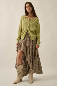 Prairie Song Plaid High-Low Ruffle Maxi Skirt - ShopPromesa
