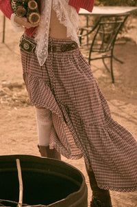 Prairie Song Plaid High-Low Ruffle Maxi Skirt - ShopPromesa
